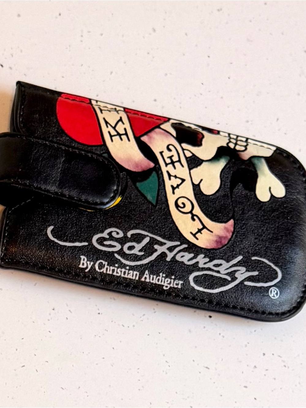 Ed Hardy Love Kills Slowly Vintage Sleeve Pouch/Card Holder Black Y2K